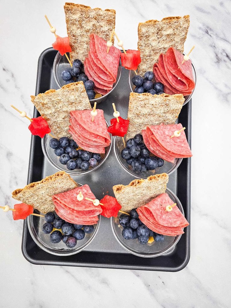 Red white and blue charcuterie cups process 7