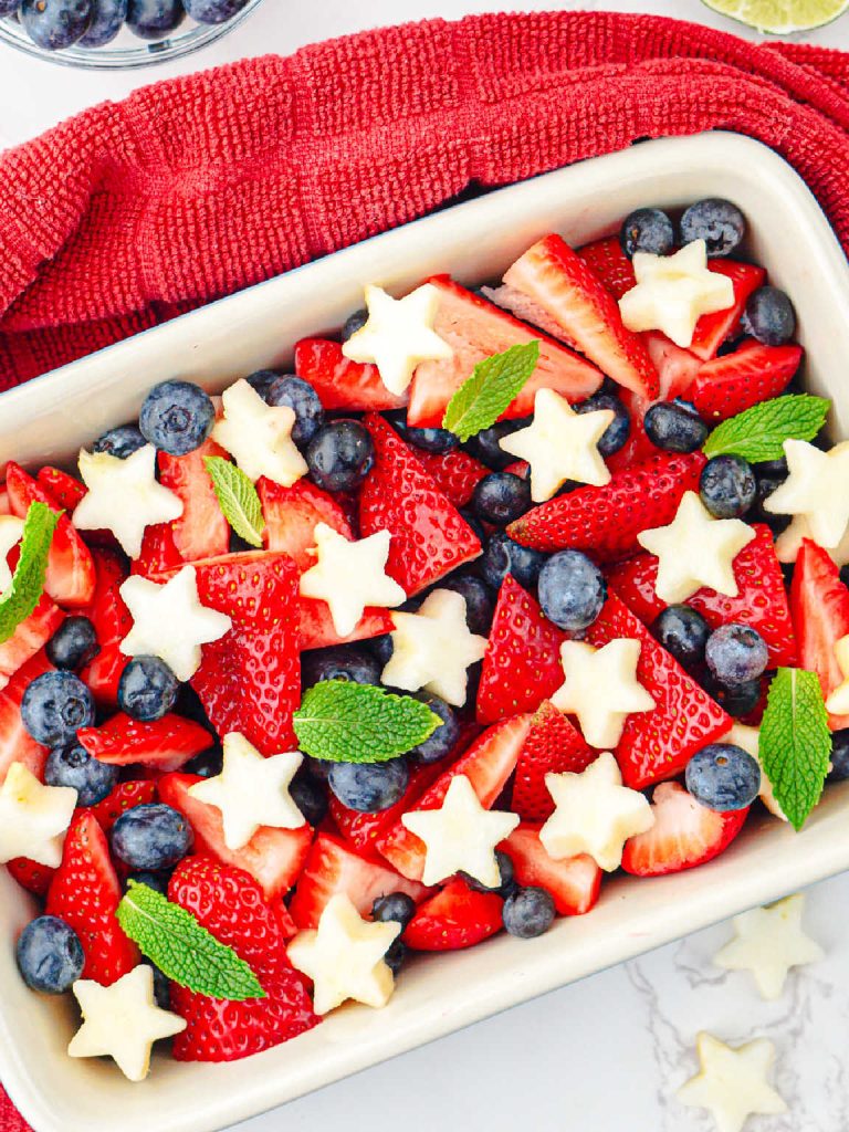 Red white and blue fruit salad