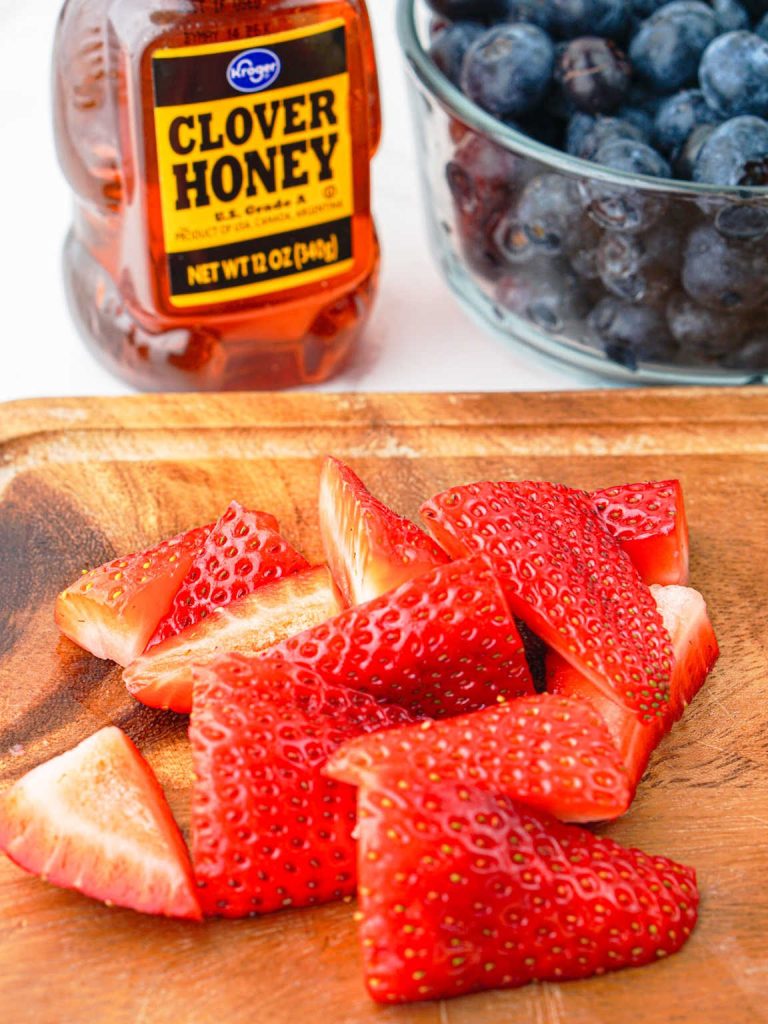 Red white and blue fruit salad process 2