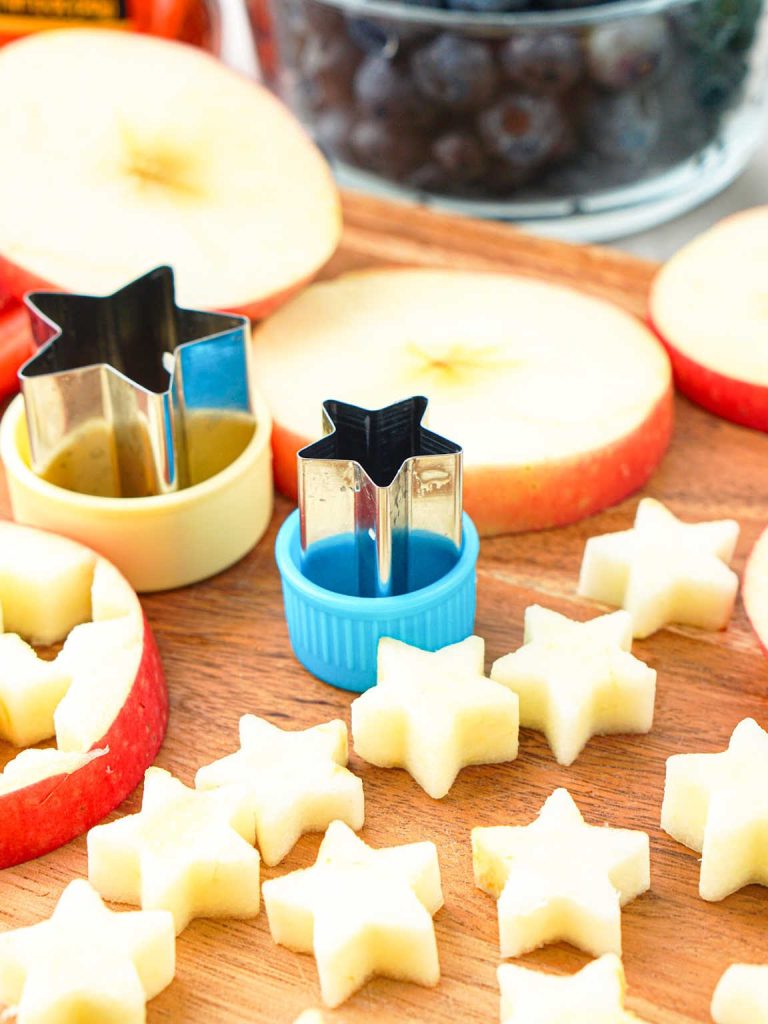 Red white and blue fruit salad process 4