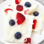 Red white and blue yogurt bark