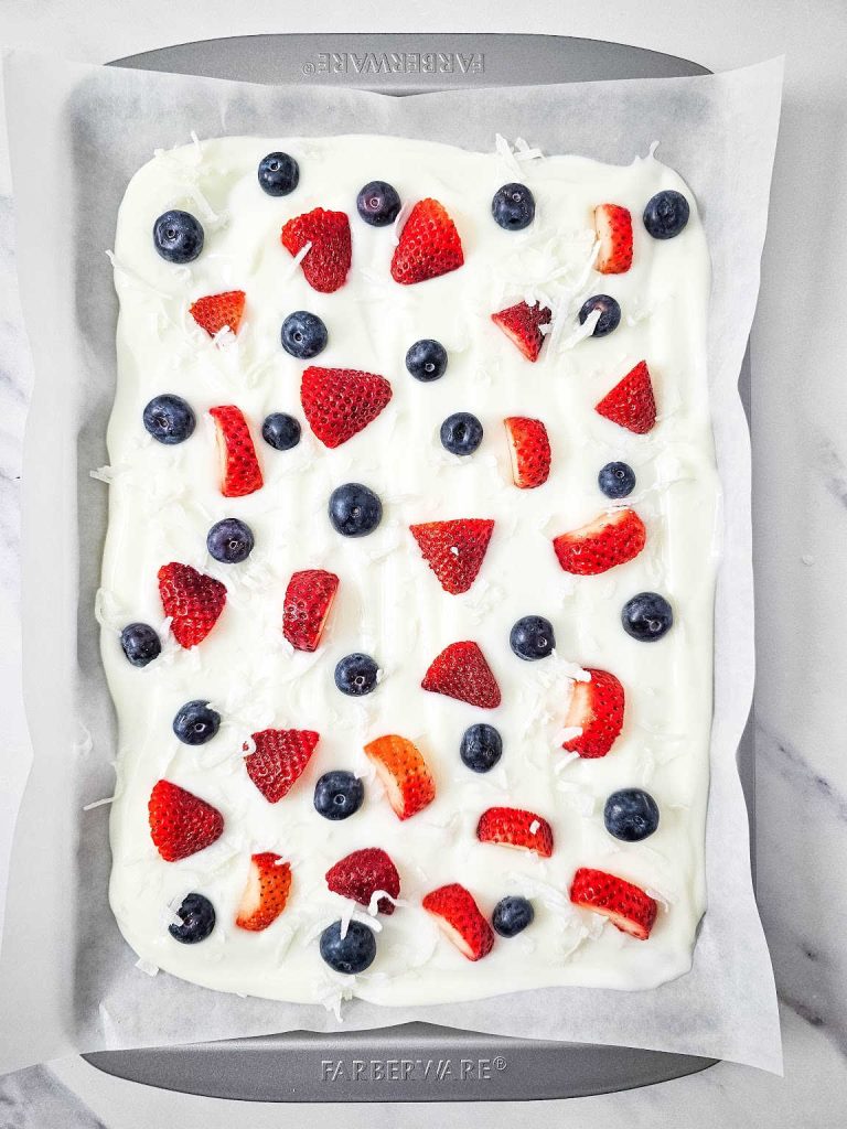 Red white and blue yogurt bark process 4