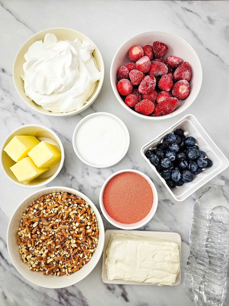 Strawberry blueberry pretzel salad ingredients