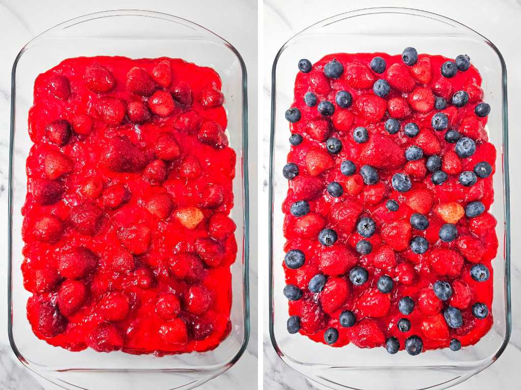Strawberry blueberry pretzel salad process 9