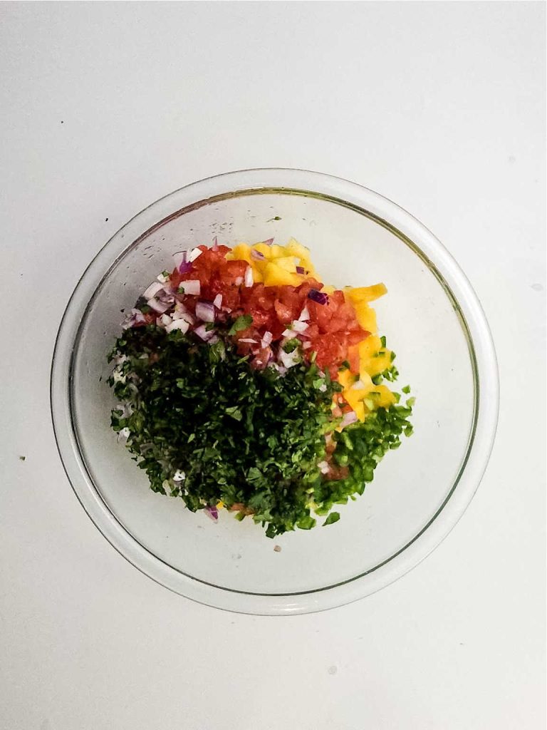 Mango pineapple salsa process 1