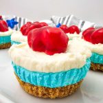 Red white and blue cheesecake bites