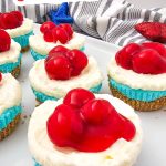 Red white and blue cheesecake bites pin