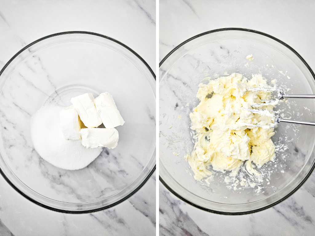 Red white and blue cheesecake bites process 4