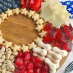 Red white and blue wreath charcuterie board