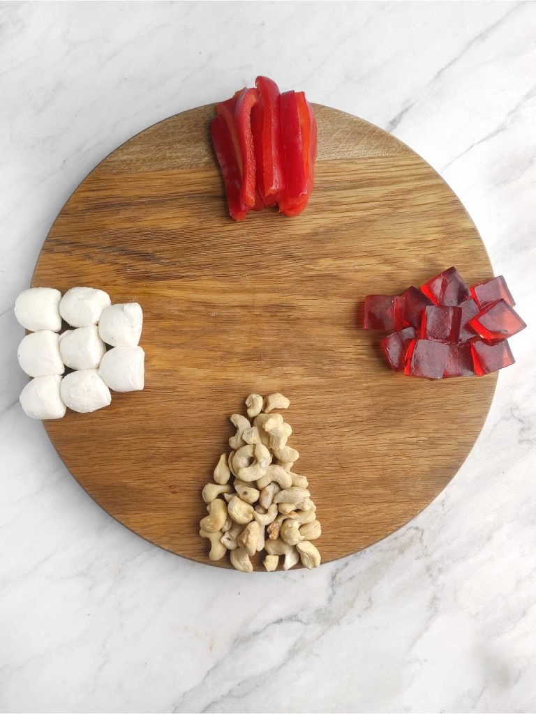 Red white and blue wreath charcuterie board process 3