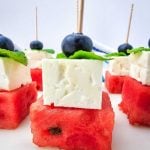 Watermelon blueberry feta skewers