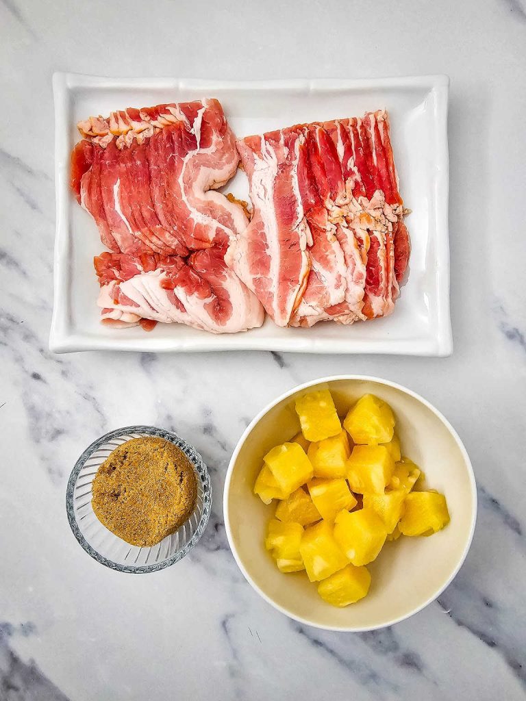 Bacon wrapped pineapple ingredients