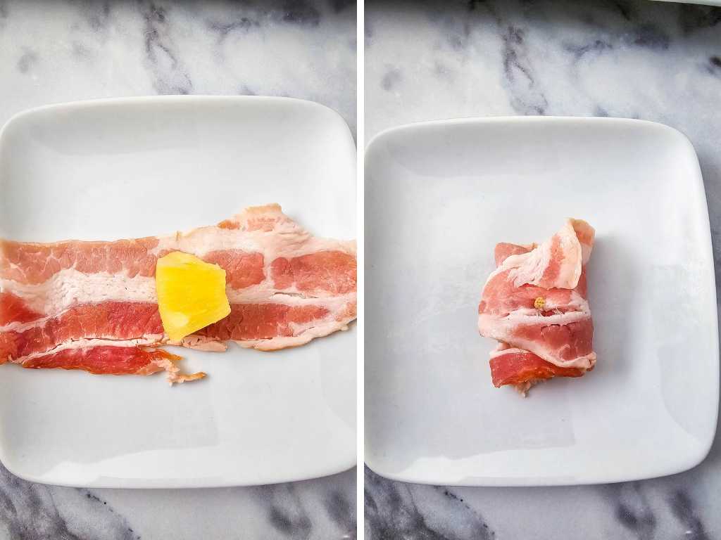 Bacon wrapped pineapple process 2