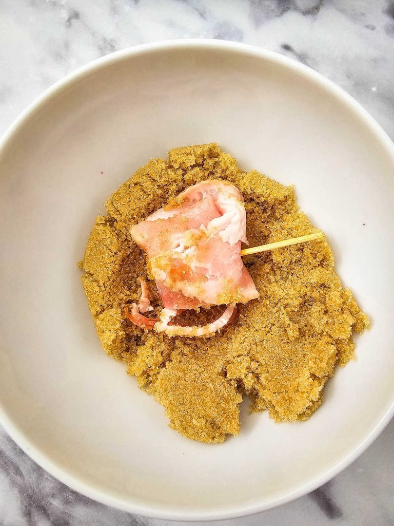 Bacon wrapped pineapple process 3