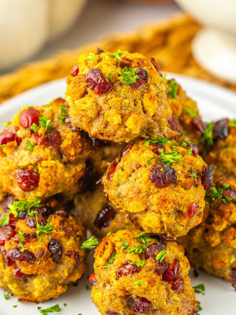 Cranberry turkey stuffing balls