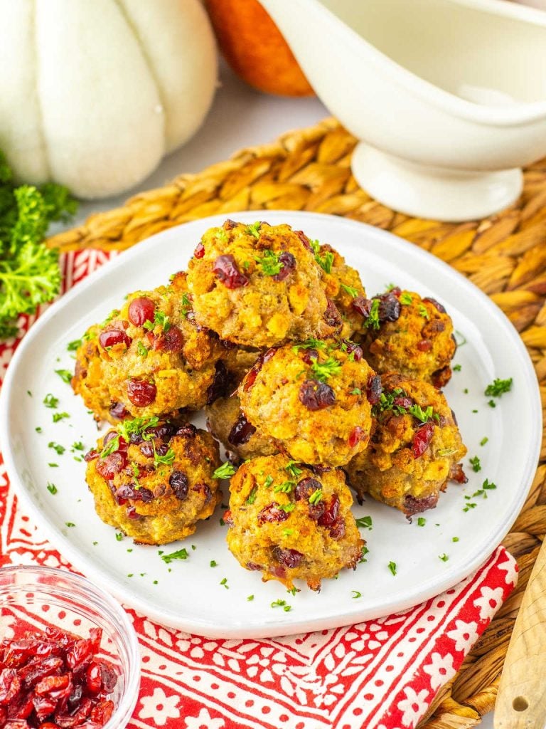 Cranberry turkey stuffing balls