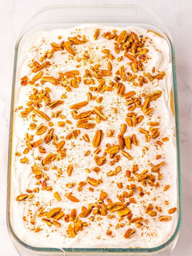 Gingerbread pumpkin poke cake process 11