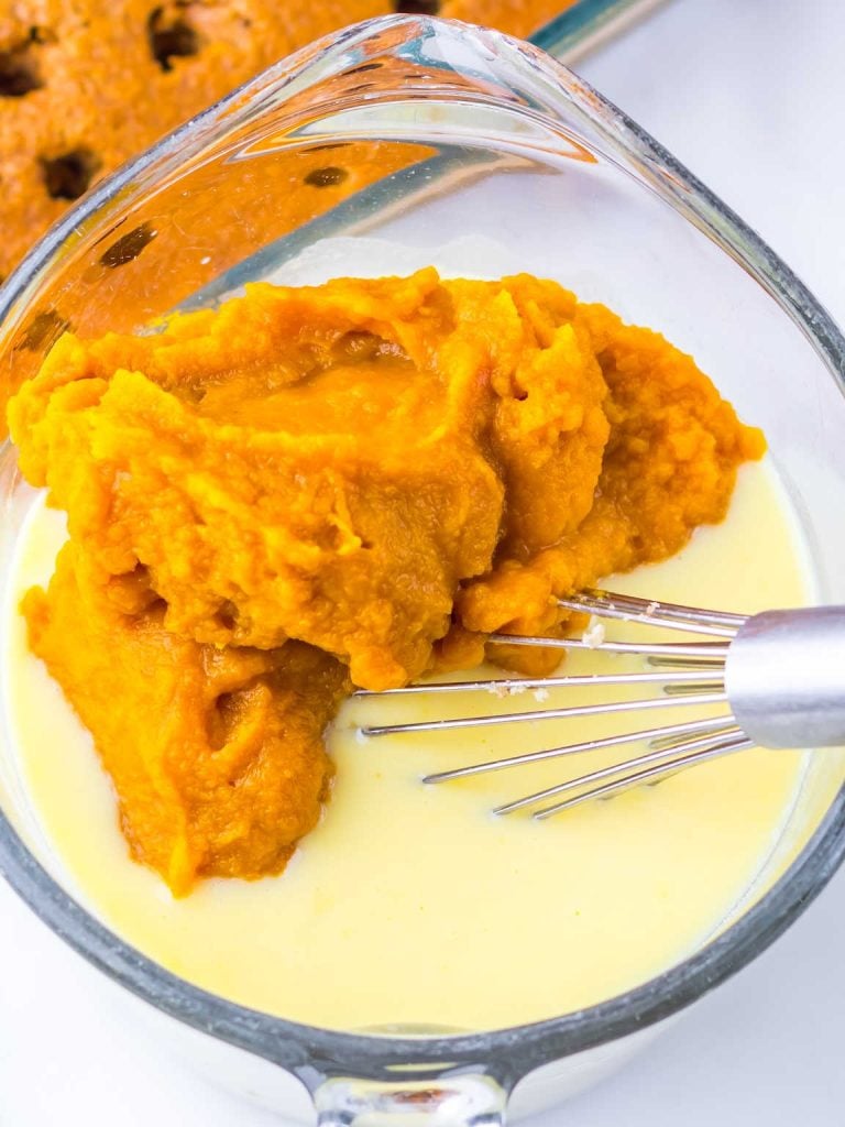 Gingerbread pumpkin poke cake process 8