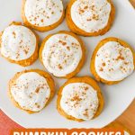 Pumpkin cookies with cream cheese frosting pin