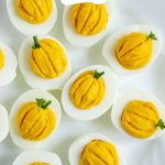 Pumpkin deviled eggs pin