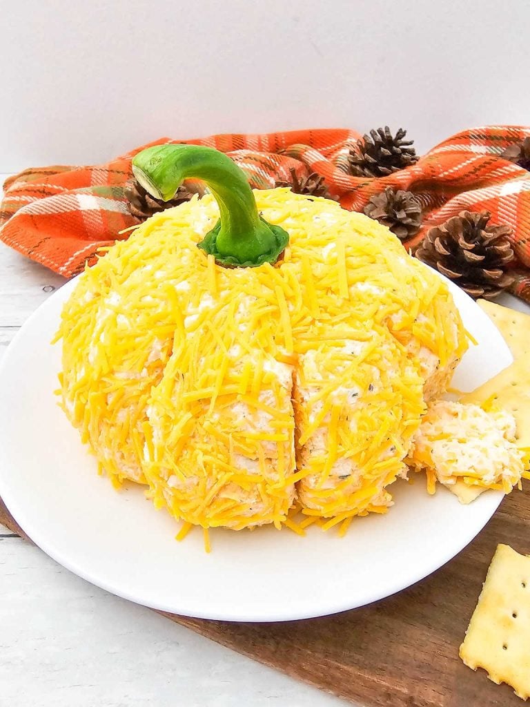 Pumpkin shaped cheese ball