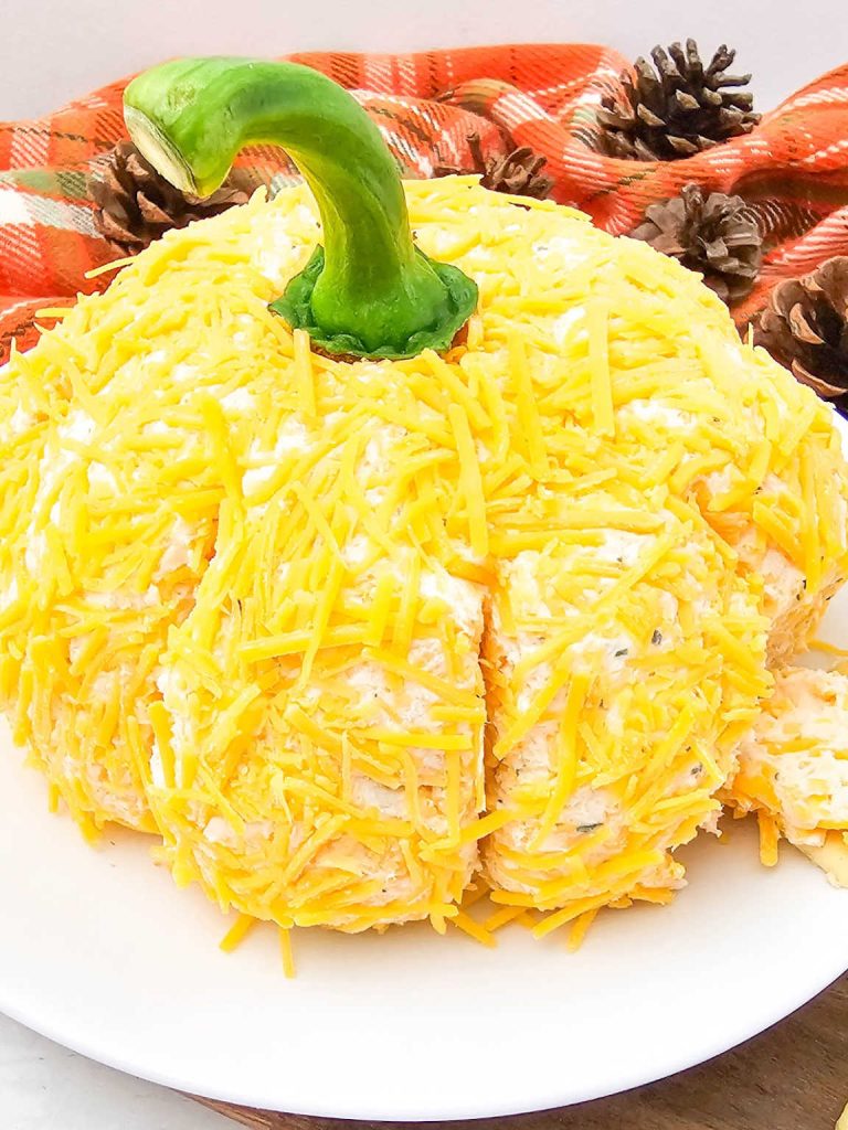 Pumpkin shaped cheese ball