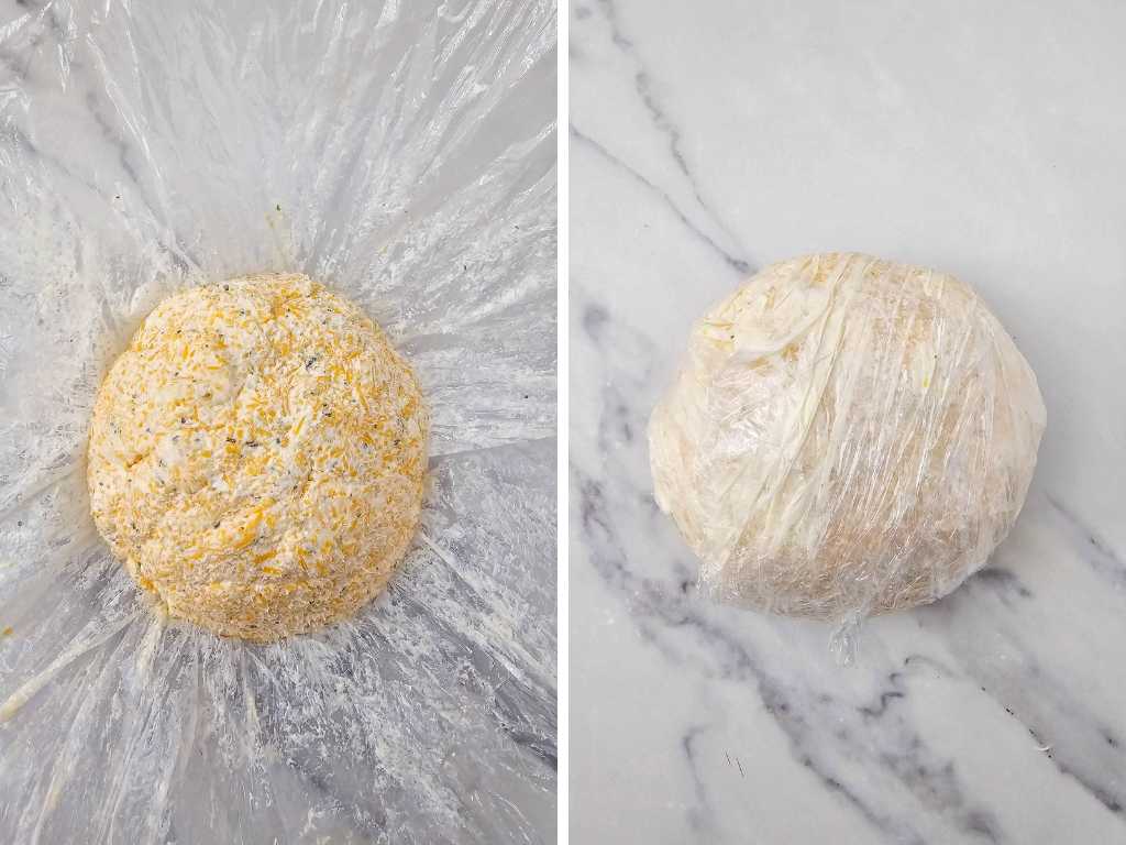 Pumpkin shaped cheese ball process 2