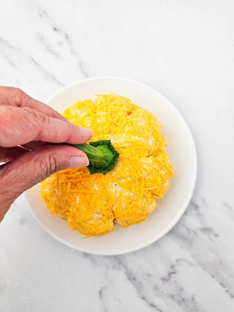 Pumpkin shaped cheese ball process 7