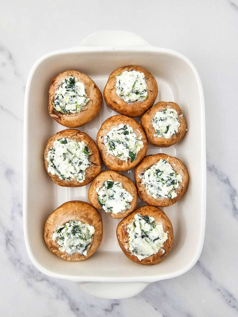 Spinach ricotta stuffed mushrooms process 4