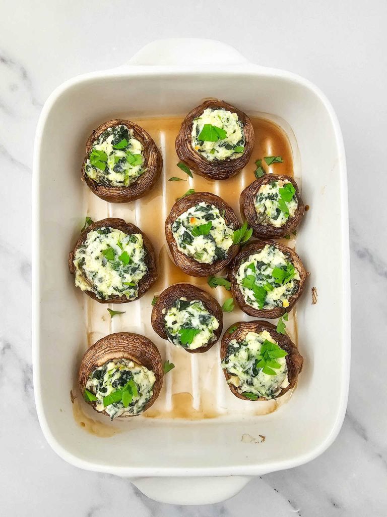 Spinach ricotta stuffed mushrooms process 6