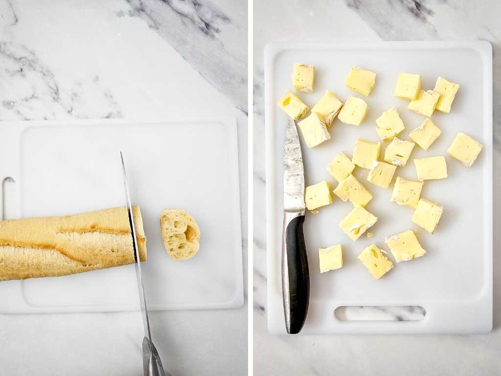 Brie and apple butter crostini process 2