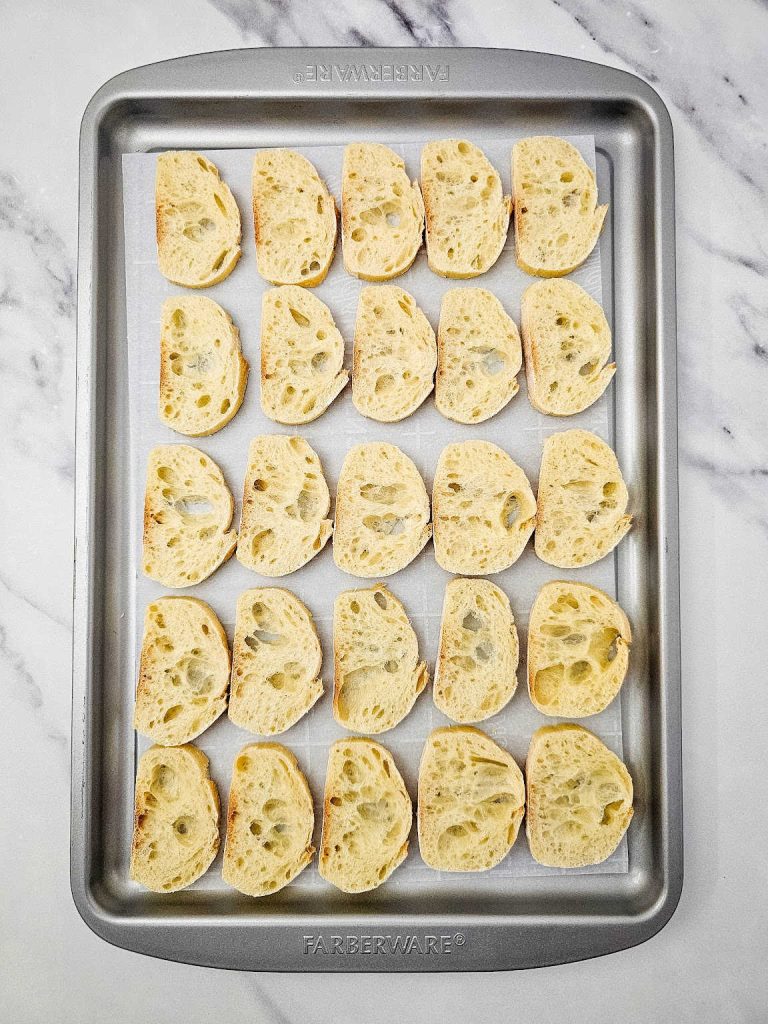 Brie and apple butter crostini process 3