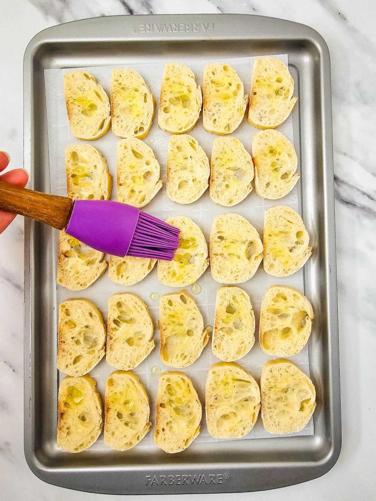 Brie and apple butter crostini process 4