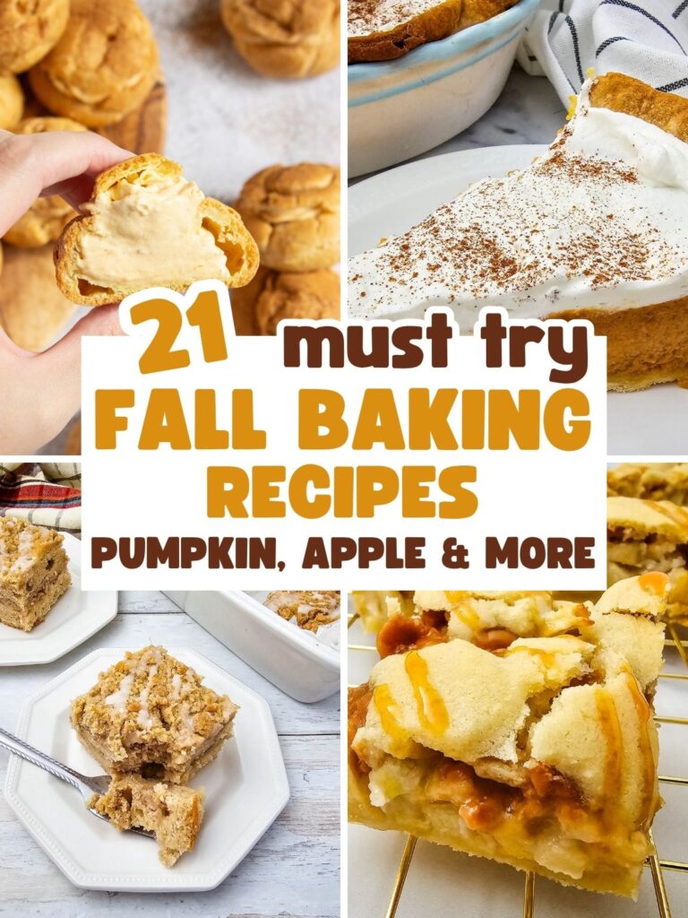 Collage of a variety of fall baking recipes.
