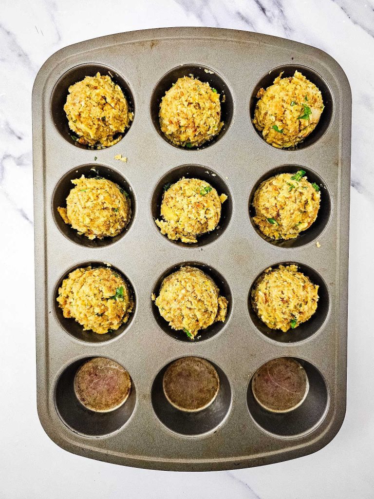 Muffin tin stuffing bites process 4