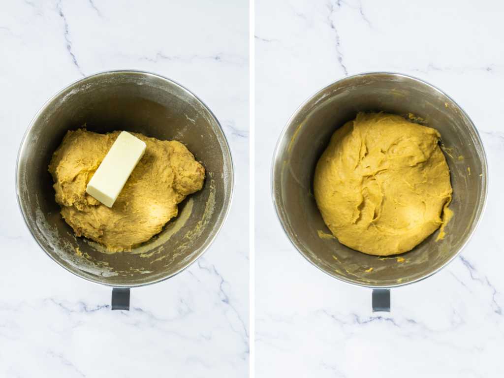 Pumpkin cinnamon rolls process 4