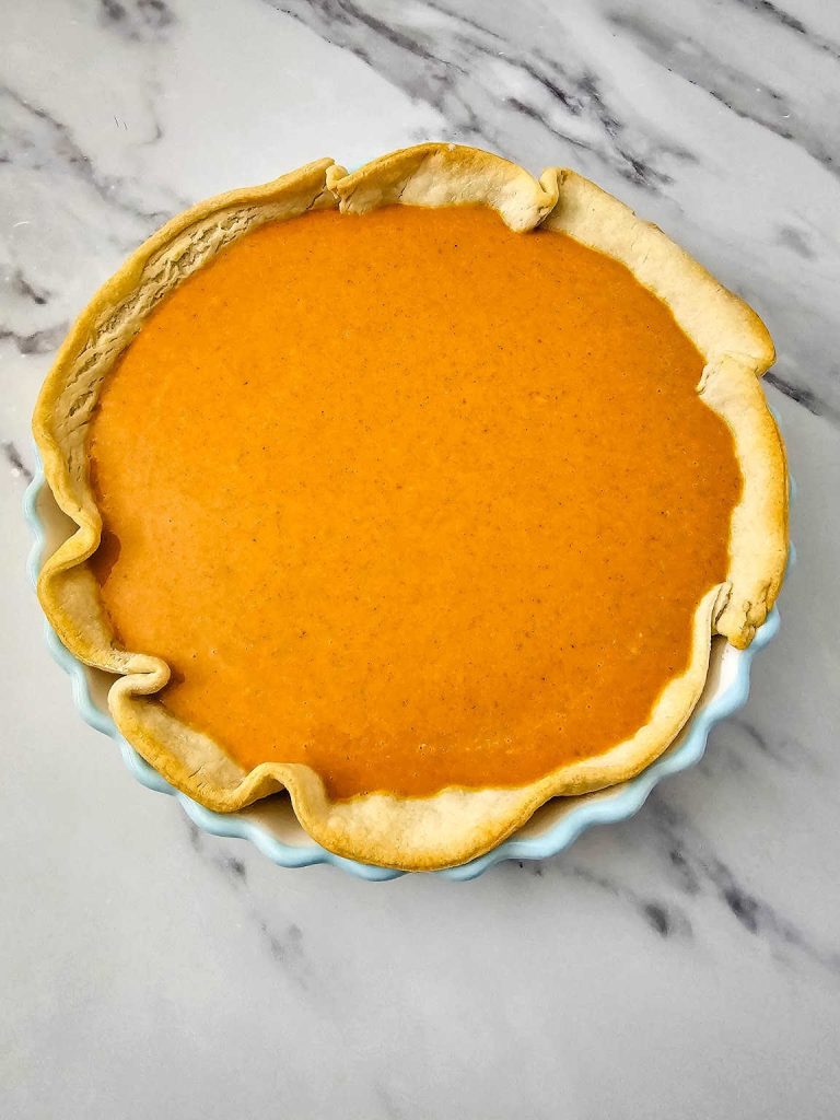 Pumpkin custard pie process 4