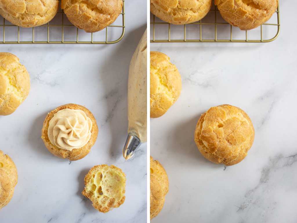 Pumpkin filled cream puffs process 11