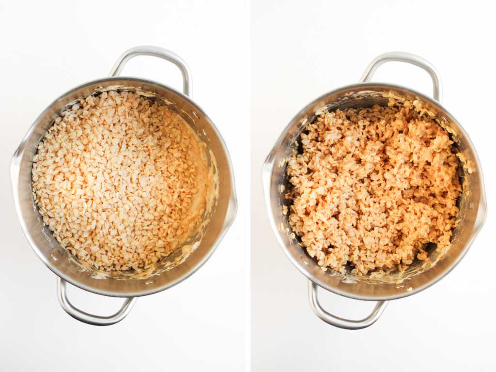 Salted caramel rice krispie treats process 5