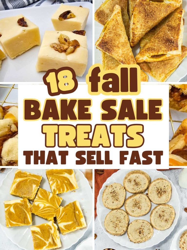 Collage of fall bake sale treats.