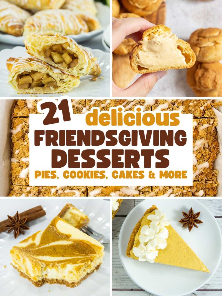 Collage of a variety of Friendsgiving dessert ideas
