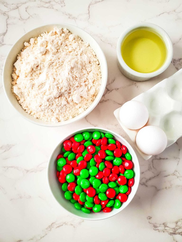Holiday M&Ms cake mix cookie bars ingredients