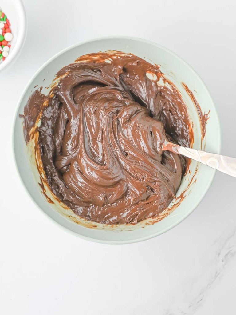 Layered Christmas fudge process 3