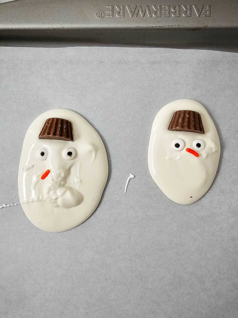 Melted snowman chocolate bark process 6