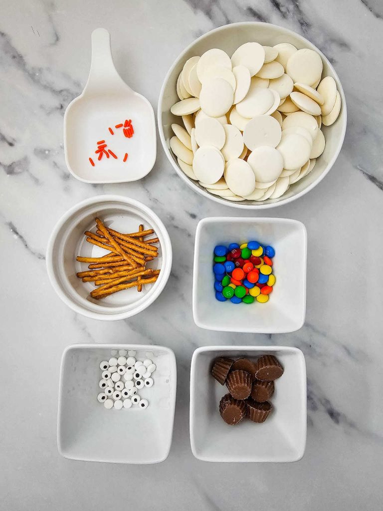 Melted snowman chocolate bark ingredients