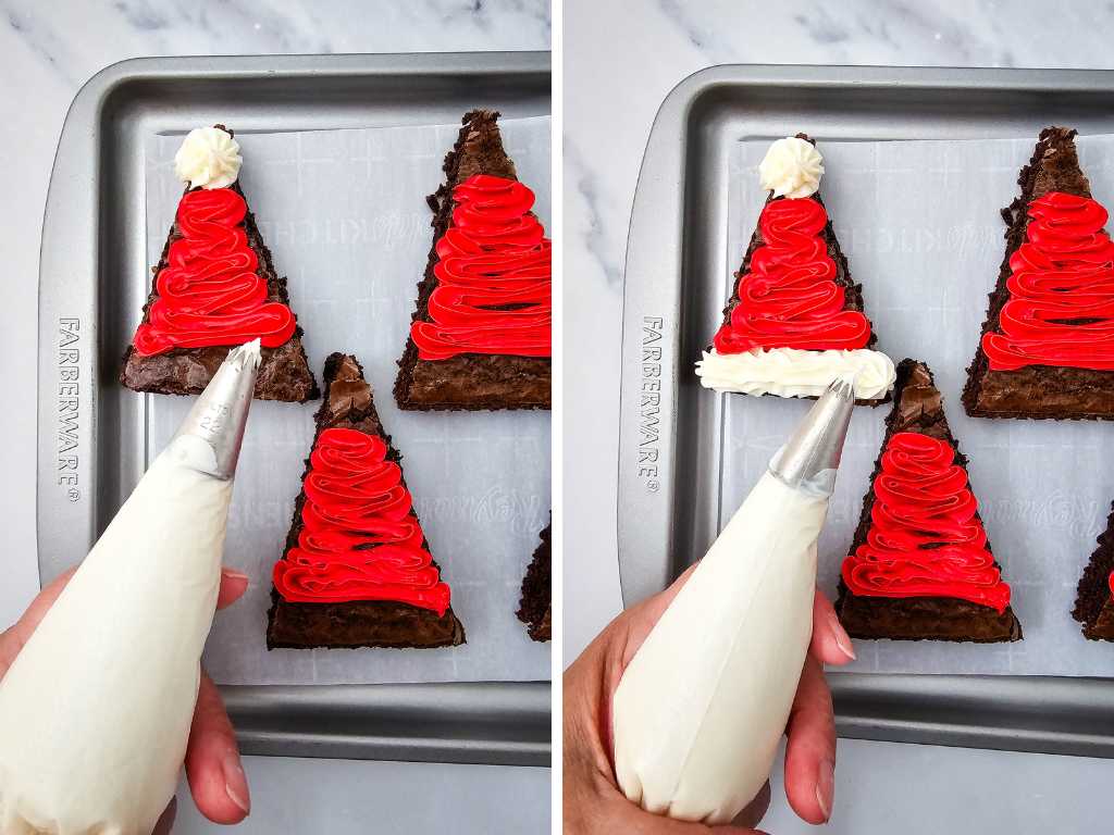Santa hat brownies process 4