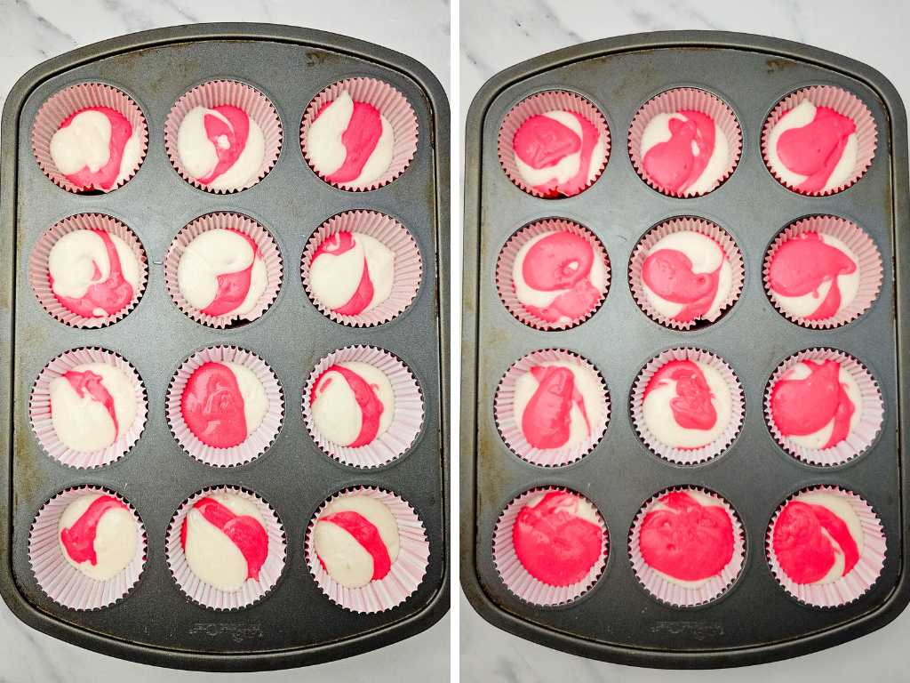 Candy cane swirl cupcakes process 6