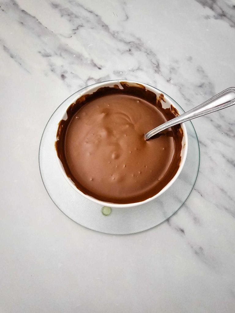 Christmas chocolate pecan turtle clusters process 2