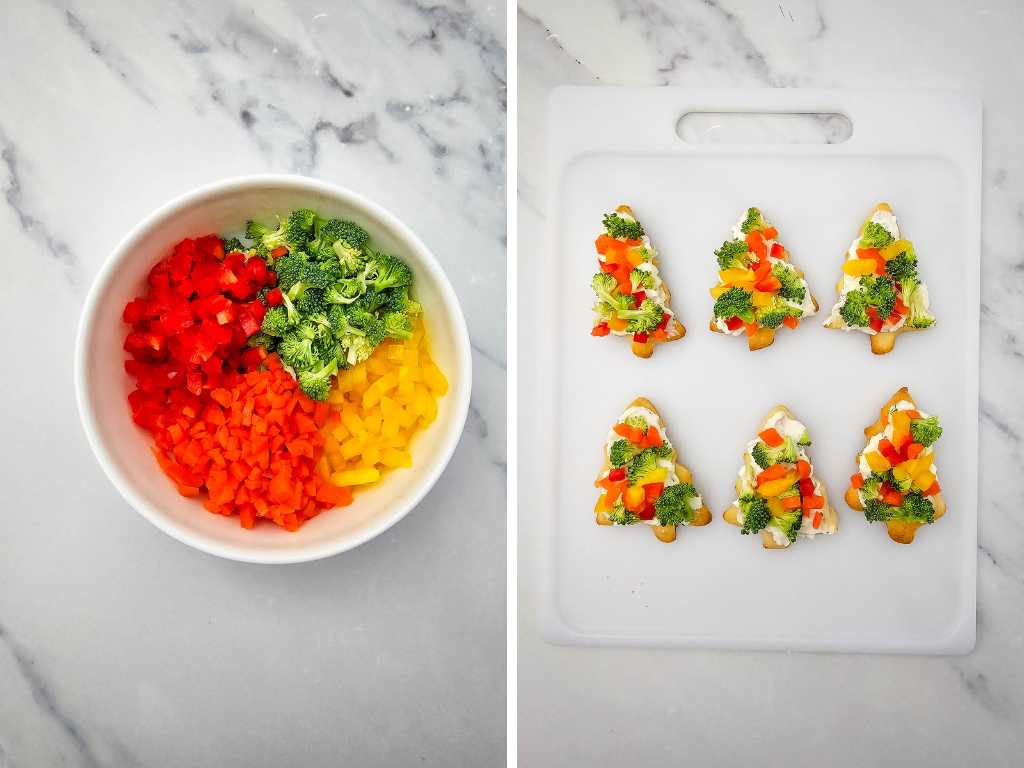 Christmas tree veggie pizza process 8