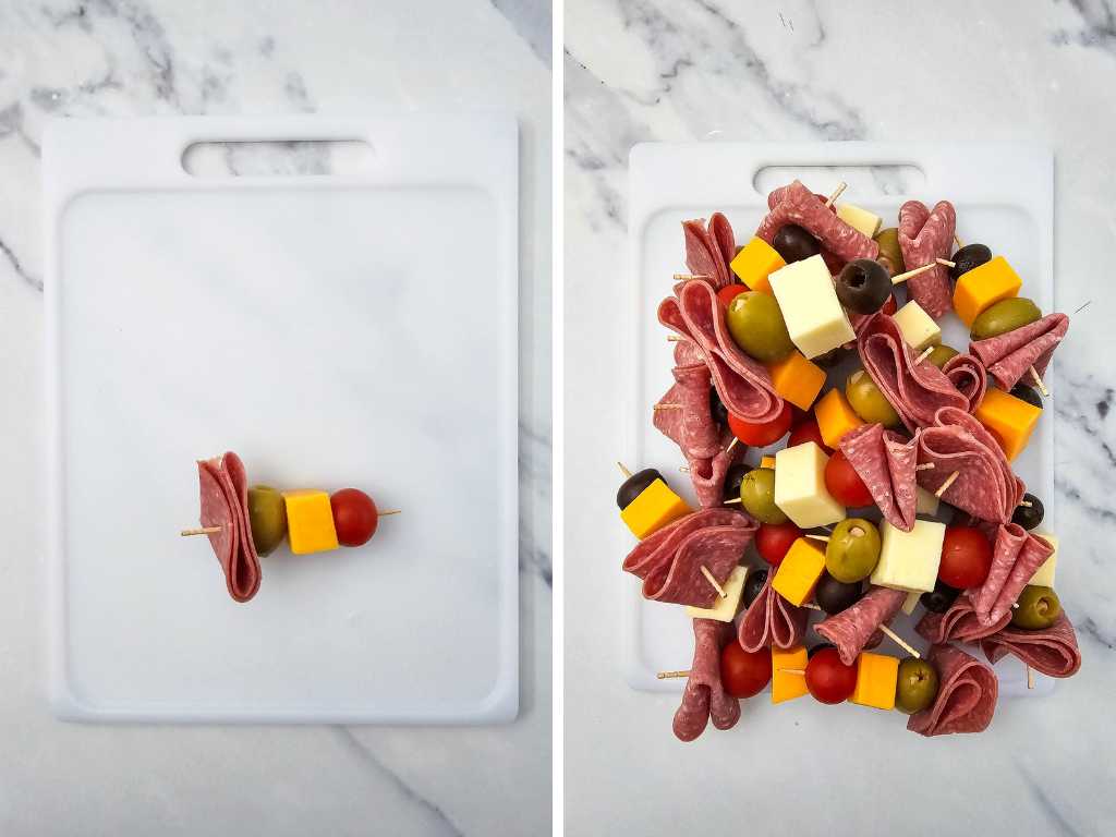 Christmas wreath charcuterie board process 4